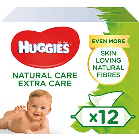 Huggies Baby Wipes, Natural Care Extra Care Sensitive Baby Wipes, Pack of 12 x 56