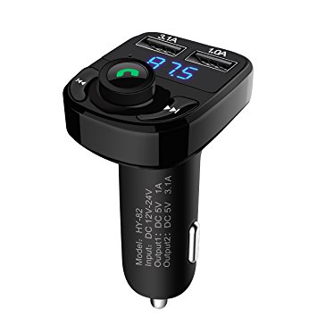Fm Transmitter Bluetooth ,Elinker® Dual USB Car Charger, 5V/3.4A Output,Multi-function Wireless Transmitter Radio Hands Free Car Kits Bluetooth MP3 Player,Support TF Card,USB for iPhone,iPad,Tablet PC, MP3 Players, Other Smart Phones & Audio Devices(Black).