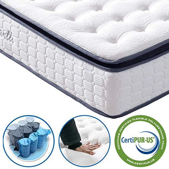Vesgantti 5FT King Size Mattress, 10.6 Inch Pocket Sprung Mattress King Size with Breathable Foam and Individually Wrapped Spring - Medium, Upgraded Pillow Top Collection