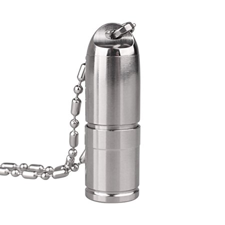 Keychain Flashlight, WUBEN Portable Stainless Steel Waterproof IPX8 130 Lumens USB Rechargeable Mini Necklace LED Flashlights Torch