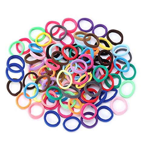 Thick Seamless Cotton Hair Bands Elastic Hair Ties 20 Colors Stretch Hair Rope No Crease Soft Ponytail Holders for Women Ladies (100 Pack)