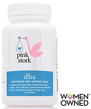 Pink Stork DHA: Prenatal & Nursing -1 Small Pill for 100% DV -Enhances Brain, Eye & Nervous System for Baby –Doctor Recommended -Wild-Caught -Non-GMO, Soy & Preservative-Free