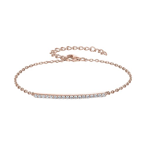 PAVOI 14K GOLD Plated Paved Simulated Diamond CZ Half Bar Adjustable Women Bracelet