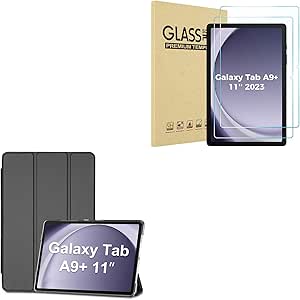 ProCase 2 Pack Screen Protector Bundle with 1 Slim Smart Case for Galaxy Tab A9 Plus 11 Inch 2023 (SM-X210/X216/X218)