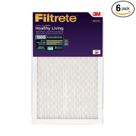 Filtrete Healthy Living Ultra Allergen Reduction Filter, MPR 1500, 16 x 30 x 1-Inches, 6-Pack