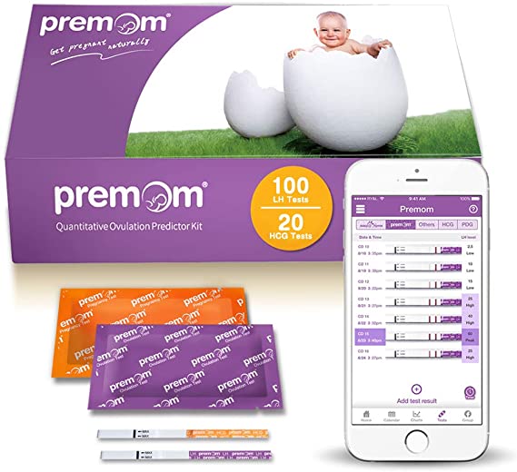 Quantitative Ovulation Predictor Kit, 100 Ovulation Tests   20 Pregnancy Tests, Premom Advanced Ovulation Test Strips Combo with Numerical Results, Smart Digital Ovulation Reader APP, PMS-10020