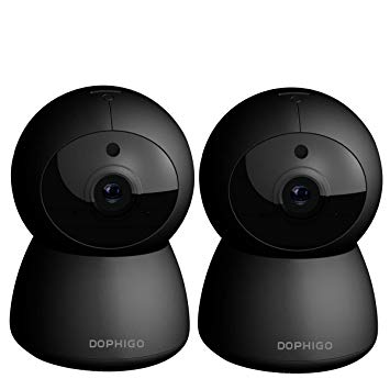 DophiGo Set of 2 1080P HD Dome 360° Wireless WiFi Baby Monitor Safety Home Security Surveillance IP Cloud Cam Night Vision Camera for Baby Pet Android iOS apps (Set of 2 Black)
