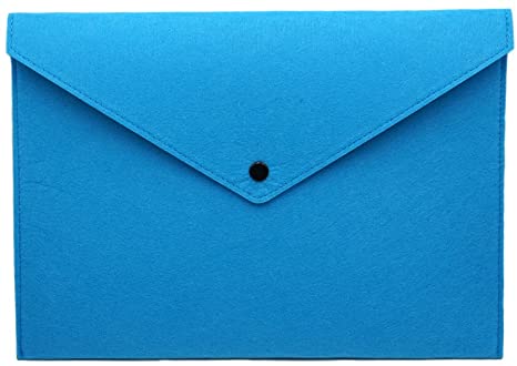 ERCENTURY Felt File Folder, Durable Briefcase, Document Bag, Paper File Folders, Portfolio Case, Letter Envelope, Handbag Button Closure, for Office Home School Stationery (Blue)