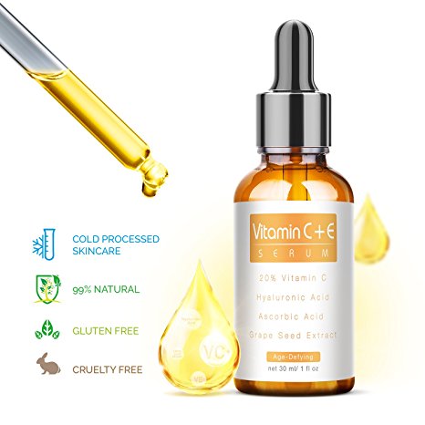 Vitamin C Serum for Face with Hyaluronic Acid and Vitamin E - Anti Aging Anti Wrinkle for Face Eyes with Natural Ingredients