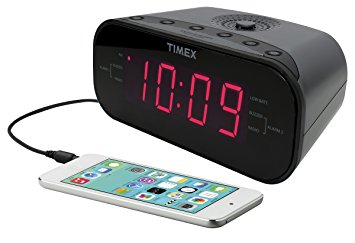 Timex T231GY AM/FM Dual Alarm Clock Radio with 1.2-Inch Green Display and Line-In Jack (Gunmetal)