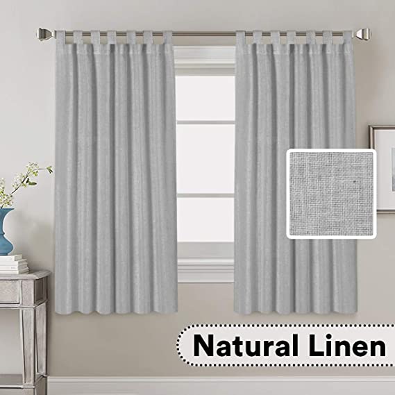 H.VERSAILTEX Living Room Linen Curtains Home Decorative Tab Top Curtains Privacy Added Energy Saving Light Filtering Window Treatments Draperies for Bedroom, 2 Panels, 52 x 63 - Inch， Dove