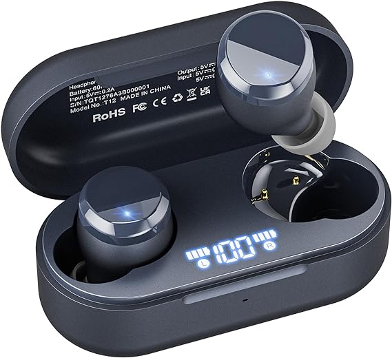 TOZO Tonal Dots Wireless Earbuds Bluetooth 5.3 Headphones Built-in ENC Noise Cancelling Mic, 55H Playtime LED Digital Display with Wireless Charging Case, App Control Immersive Premium Sound Blue