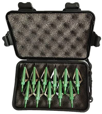 e5e10 12PCS 125 Grain 3 Blade Broadheads Hunting Arrow Heads Screw-in Arrow Tips Crossbow and Compound Bow with One Plastic Portable Broadheads Case