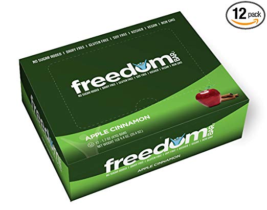 FREEDOM BAR Apple Cinnamon - 12 Bars (1.7 OZ) 47 G Dairy Free, Gluten Free, Soy Free, Vegan, Non-Gmo, Kosher, Paleo, SCD Legal