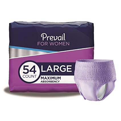 Prevail Maximum Absorbency Incontinence Underwear for Women, Large, 54 Count