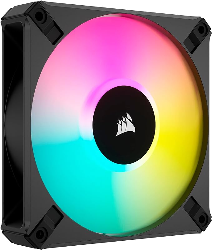 Corsair iCUE AF120 RGB ELITE 120mm PWM Fan - Eight RGB LEDs - AirGuide Technology - Fluid Dynamic Bearing - Zero RPM Fan Mode iCUE Software Compatible - Black