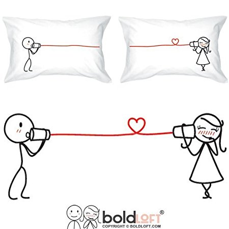 BOLDLOFT® "Say I Love You" His & Hers Couples Pillowcases-Matching Couples Gifts,Valentines Day Gifts for Girlfriend Boyfriend,Cute Valentines Day Gifts for Her,Couples Gifts for Him & Her,Dating Anniversary Gifts for Her