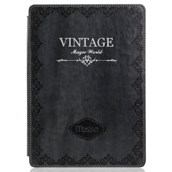 Mosiso - Classic Retro Book Style Smart Case for Kindle Paperwhite 3 (2015) and 2 - Slim-Fit Sleeve Cover, Gray