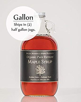 Mansfield Maple Certified Organic Pure Vermont Maple Syrup Golden Delicate (Vermont Fancy), Gallon (Ships as 2 Half Gallon Glass Bottles)