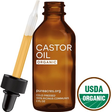 Pure Castor Oil for Eyelashes, Eyebrows, Hair Growth, Skin and Face , 2 oz (60ml)