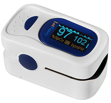 LotFancy Fingertip Pulse Oximeter with Alarm - FDA Approved Blood Oxygen Meter SpO2 Monitor with Lanyard