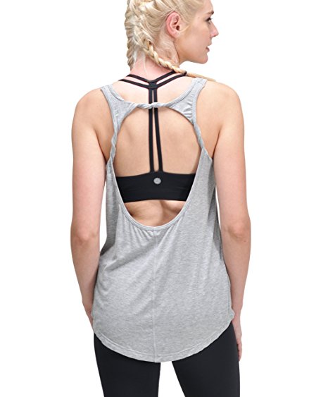 Queenie Ke Women's Yoga shirts Sports Tops Super Soft Knit Cowl Back Tank
