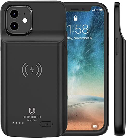 AFTRYOUGO Battery Case Compatible with iPhone 12 Mini(5.4“), 8000mAh Portable Rechargeable Battery Pack, Wireless Charging Case Extended Battery Charger Case for iPhone 12 Mini(ZHX-639)-Black