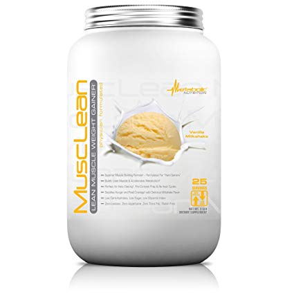 Metabolic Nutrition, Musclean, Whey Protein Meal Replacement, Weight Gainer, High Protein, Low Carb, High Fat, Keto Diet, Digestive Enzymes, 24 Vitamins and Minerals, Vanilla, 2.5 pound (25 ser)