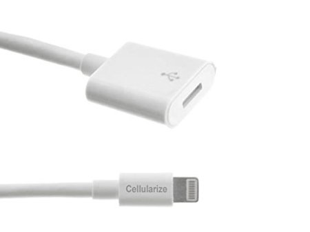 Cellularize Lightning Extension Cable 3 foot white for iPhone 6 6S Plus Pass Video Data Audio Through Male to Female 8-Pin Cable Dock Connector Extender Extension Cable for Lightning
