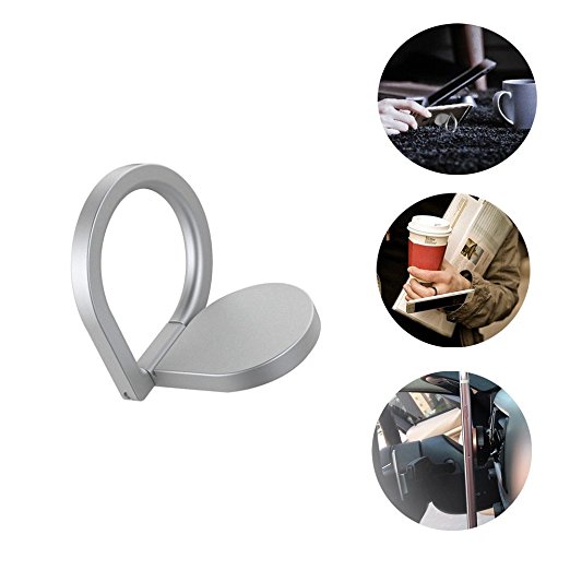 Cell phone Ring Holder, Iphone finger Grip/Stand/Kickstand/Car Mount,360°Rotation and 180°Flip ,[Washable][Removable] for iPhone Ipad Samsung Galaxy Huawei (Silver)