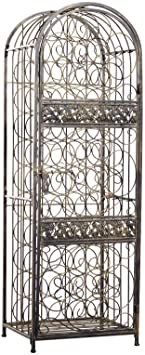 HOMCOM 45 Bottle Wrought Iron Wine Rack Jail with Lock - Antique Bronze