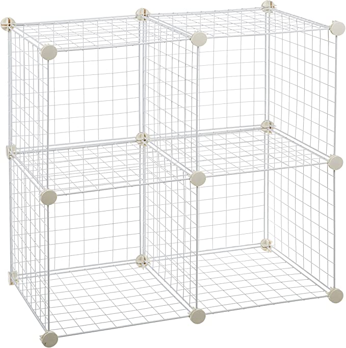 AmazonBasics 4 Cube Wire Storage Shelves - White