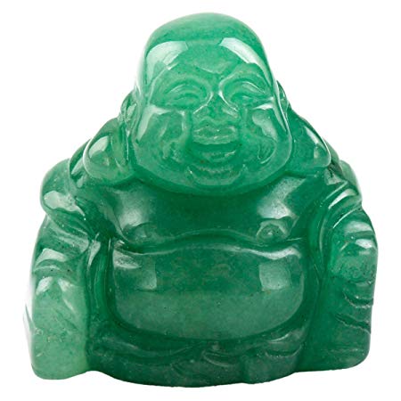 rockcloud Healing Crystal Gemstone Carved Laughing Happy Buddha Feng Shui Figurines Wealth and Good Luck 1.5"