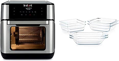 Instant Vortex Plus Air Fryer Oven 7 in 1 with Rotisserie, with 6-piece Pyrex Littles Cookware