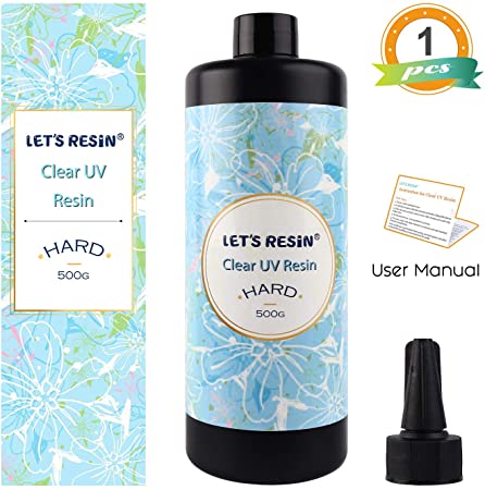 LET'S RESIN Clear UV Resin,500g Hard Type Transparent UV Curing Ultraviolet Cure Resin, Solar Cure Sunlight Activated Resin for DIY Resin Jewelry Making