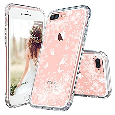 iPhone 7 Plus Case, iPhone 7 Plus Slim Case, MOSNOVO White Roses Garden Floral Printed Flower Clear Design Plastic Hard Case with TPU Bumper Protective Case Cover for Apple iPhone 7 Plus (5.5 Inch)