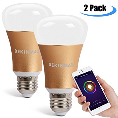 DEKINMAX WiFi Smart LED Light Bulb Works with Amazon Alexa, Color & Brightness Changing (Pack of 2)