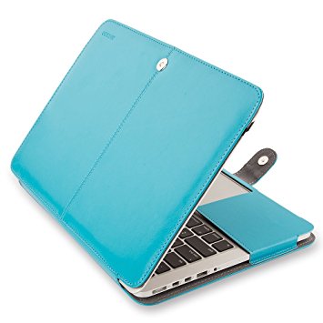 Mosiso Premium Quality PU Leather Book Cover Folio Case with Stand Function for MacBook Pro 13 Inch with Retina Display (A1502/A1425), Blue