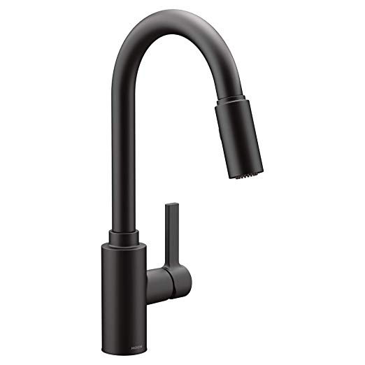 Moen 7882BL Genta Single Handle Pulldown Kitchen Faucet with Power Clean Matte Black