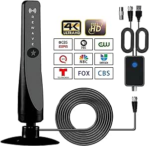 Rewave™ Antena, Rewave TV Antenna Signal Booster, Coverage Up to 500 Miles, Amplified Hd Digital TV Antenna, Supports 4K Indoor Full HD Smart TV (Standard Version)