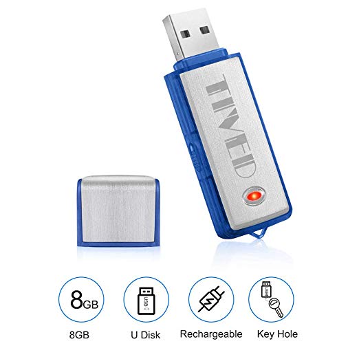 Mini Voice Recorder for Lectures, Meetings, Interviews, TIVED 8GB Digital Audio Recorder Portable Tape Dictaphone USB Recording Device, Rechargeable
