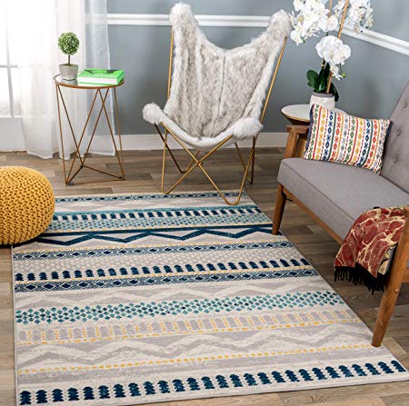 Rugshop Sky Collection Contemporary Bohemian Design Area Rug 7'10" x 10' Blue