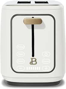 Drew Barrymore White Icing 2-Slice Toaster with Touch-Activated Display