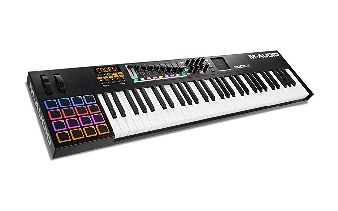M-Audio Code 61 Black | 61-Key USB MIDI Keyboard Controller with X/Y Touch Pad (16 Drum Pads / 9 Faders / 8 Encoders)