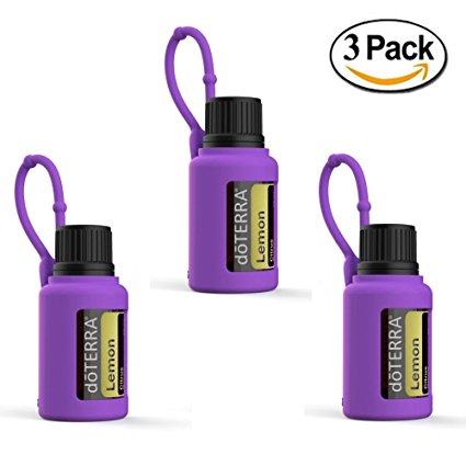 Essential Oil Bottle Travel Carrying Case Sleeve Holder 3-Pack Gripz by Xtremeglas (3-pc 15ml, Purple)