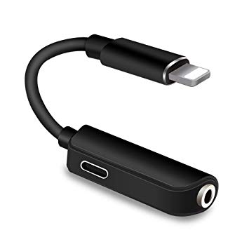 Headphone Adapter Converter Splitter for iPhone Adapter 3.5mm Jack Dongle Headphone Connector Accessories Cable Audio Splitter Compatible with iPhone 8 / 8Plus 7/7 Plus/X/XS/XS MAX/XR Black