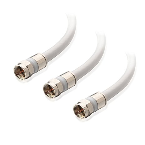 Cable Matters 3-Pack, CL2 In-Wall Rated (CM) Quad Shielded RG6 Coaxial Patch Cable in White 3 Feet