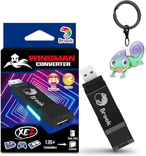 Brook Wingman XE 2 Converter with Keychain - Two in One Wireless Controller Adapter for PS, Switch Consoles, and PC, Supports Remap and Adjustable Turbo [Exclusive Version]