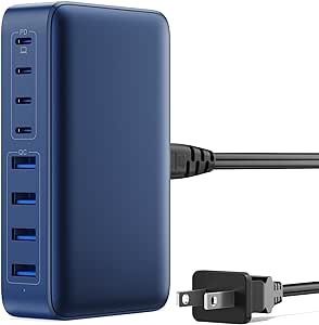 200W USB C Charger Block, GaN III 8-Port USB C Fast Charging Station PPS PD 65W Laptop Charger Adapter Compatible with MacBook Pro/Air,DELL,HP Surface,iPhone 15/Pro/14/13,Galaxy,Steam Deck-Royal Blue