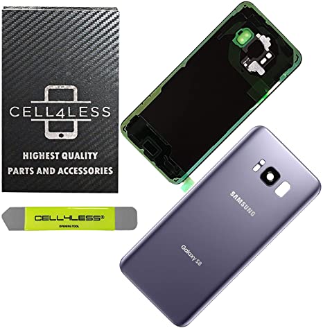 CELL4LESS Replacement Back Glass Cover Back Door w/Pre-Installed Camera Lens/Frame, Adhesive & Removal Tool Samsung Galaxy S8 - All Models G950 All Carriers (Gray)